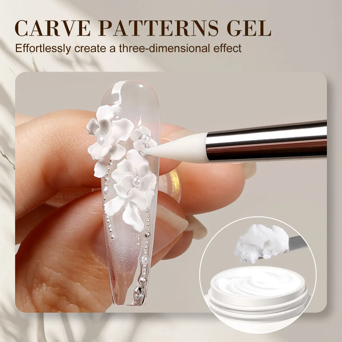 LIMEGIRL 30g Non Stick Hand Carved Patterns Gel with Carving Pen 3D Shaping Carving Diamond Decoration Nail DIY Design Solid Gel