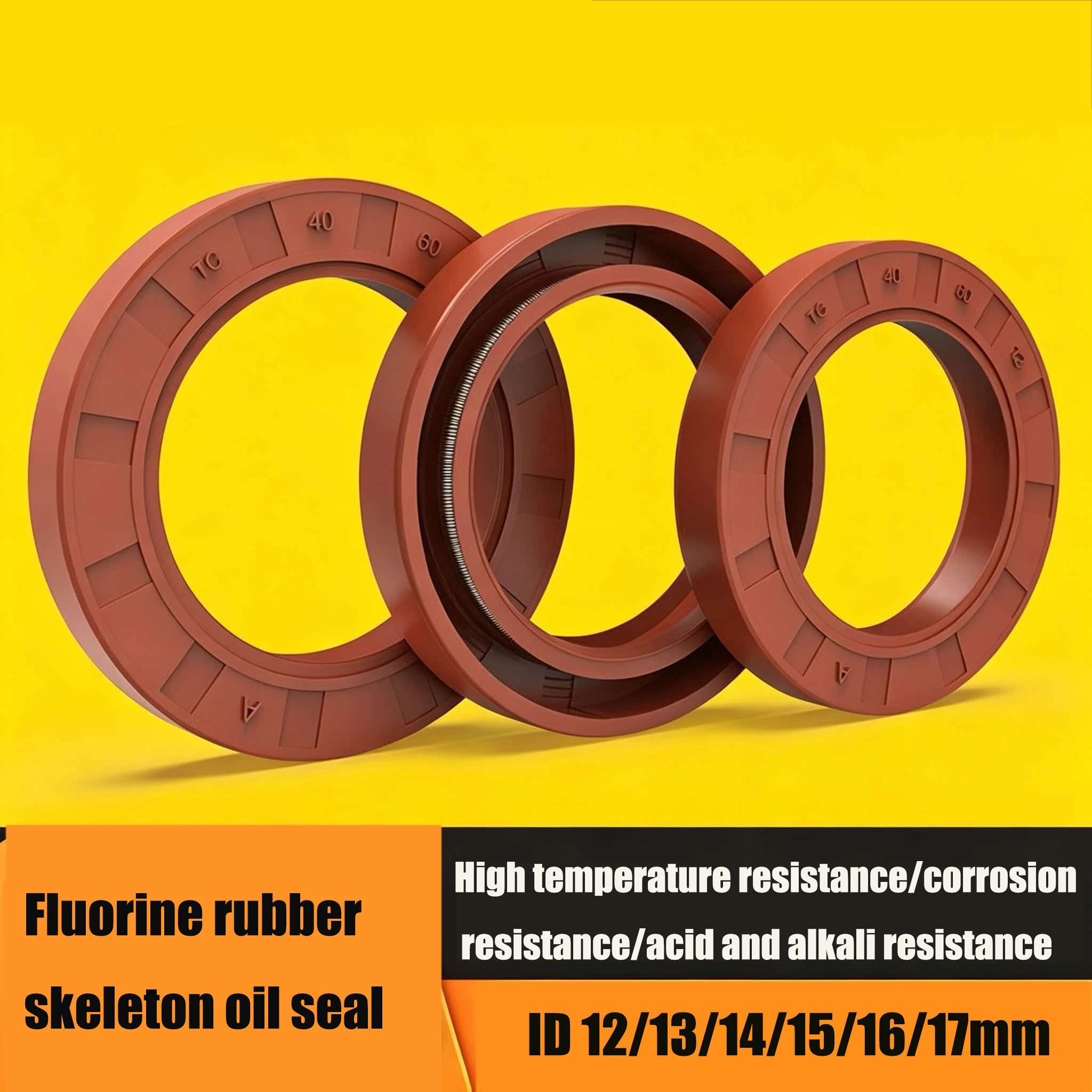 1pcs Inside Diameter 12~17mm Fluorine Rubber Oil Seal FKM TC/TG Skeleton Oil Seals High Temperature Acid Resistance Gasket