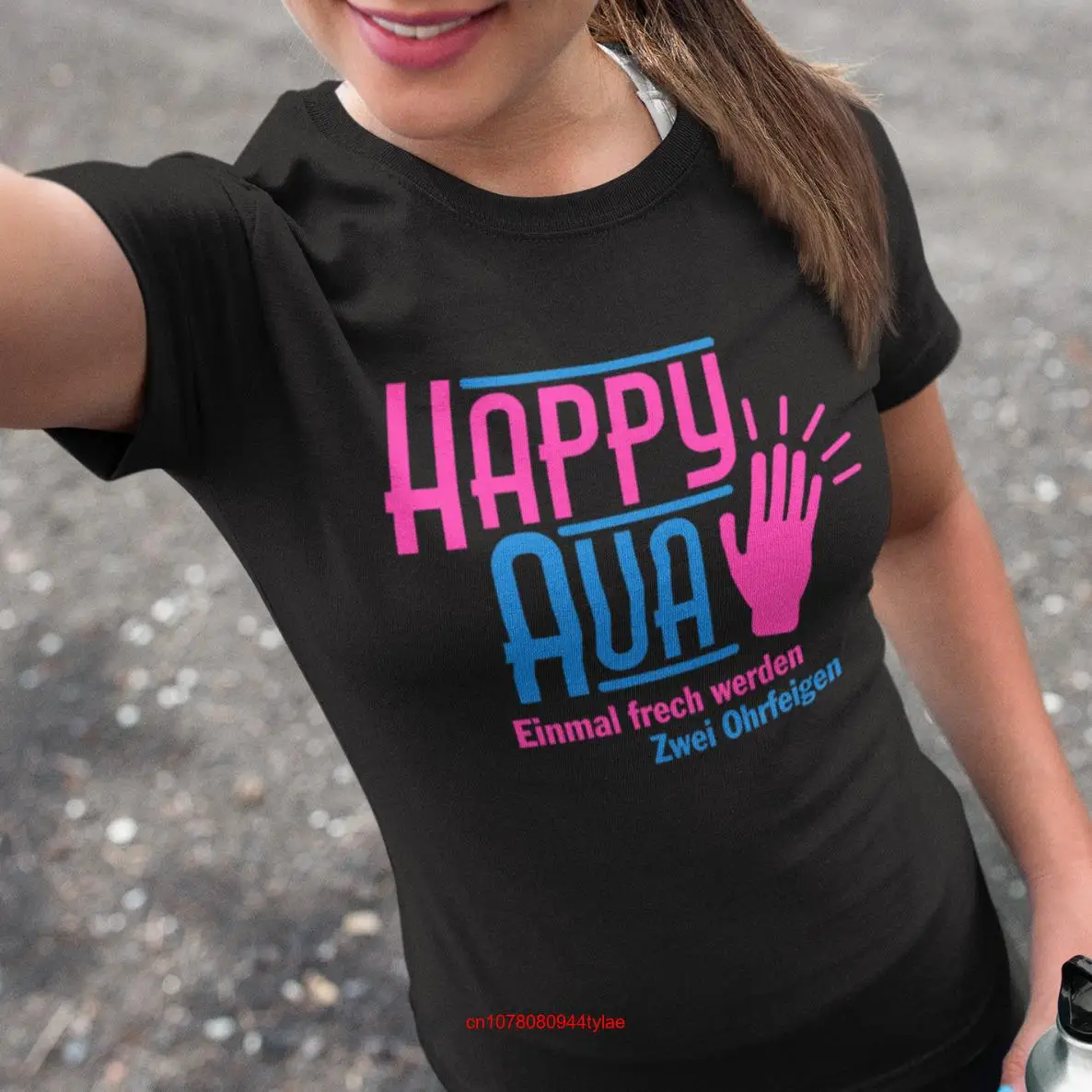 Женская футболка с длинным или коротким рукавом, с надписью «HAPPY AUA Hour хитрый Slap in the Face»