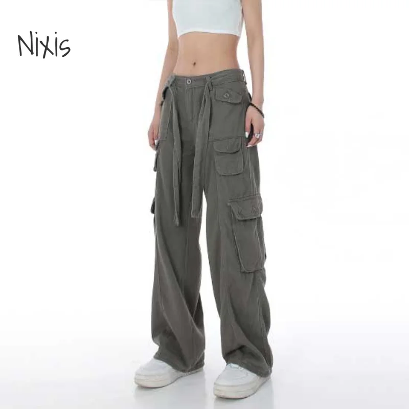 

Women's Cargo Pants Harajuku HipHop Style Baggy Wide Leg Straight Trousers Y2K Streetwear Fashion Retro Clothing Plus Size