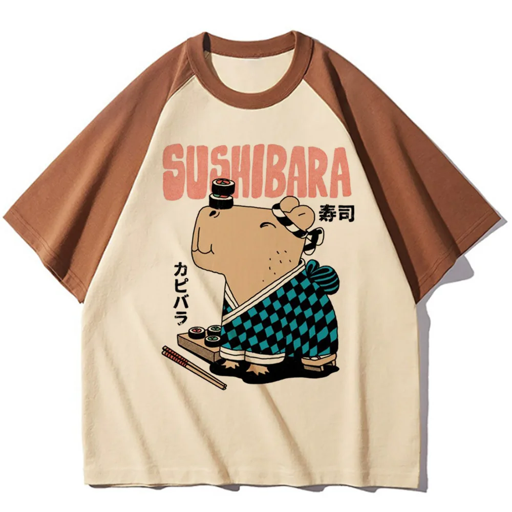 Capybara t-shirt female Punk Pastel Comfortable Pop Culture 2000s Retro t shirt Trendy Pastel Colorful streetwear hip hop