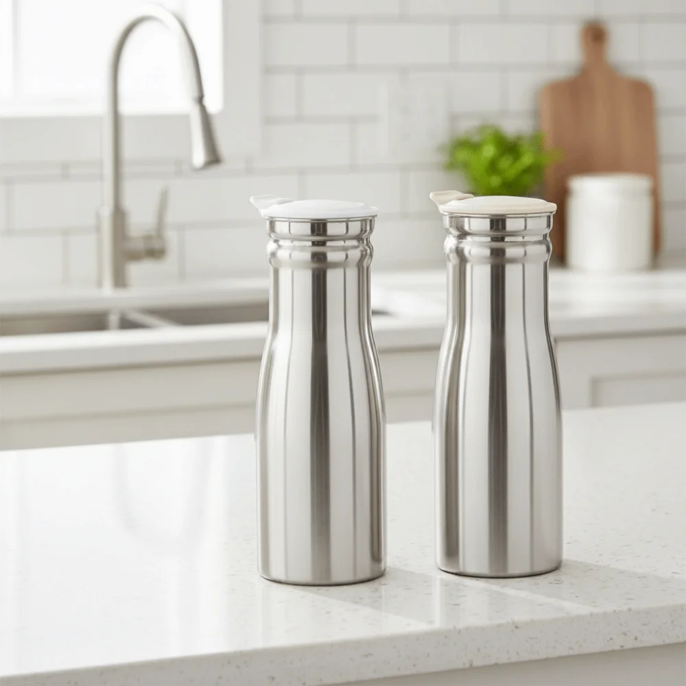 

Practical 1L Stainless Steel Cold Kettle Large Capacity with Sealed Lid Cold Water Jug Leakproof Beverage Jar Refrigerator