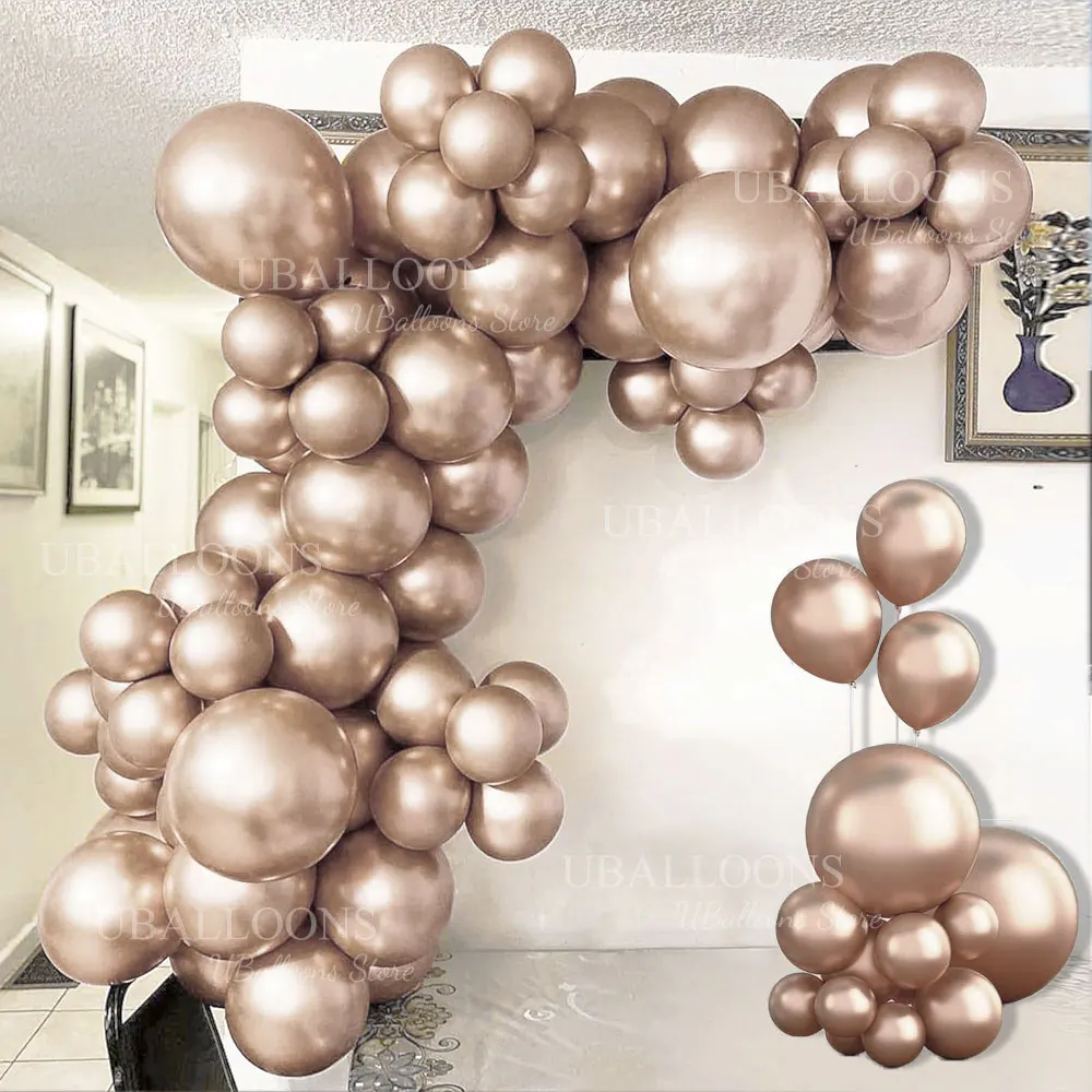 Champagne Gold Balloons Garland 5 10 12 18inch Metal Rose Gold Latex Balloon Arch for Birthday Baby Bridal Shower Wedding Decor