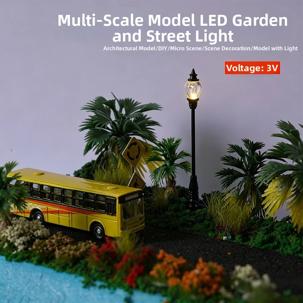 High Quality Plastic Sand Table Model Streetlights White/Warm Light 6 Styles Railway Train Layout Making Singal Lamppost