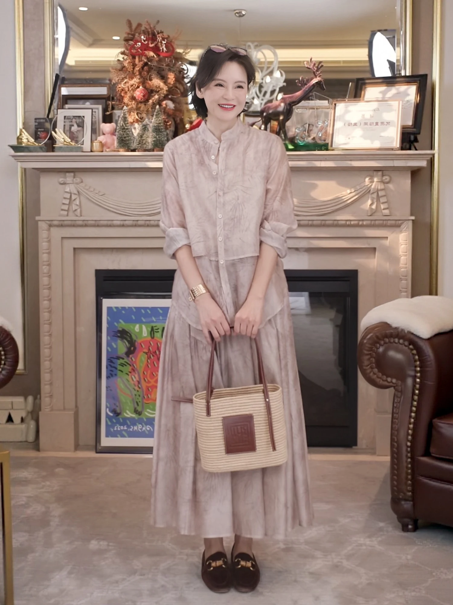 

Ele Digital Print Linen ter Ne Top And f Skirt Set New Chinese Sle RuienCo mid Waist Stand Fit for Women