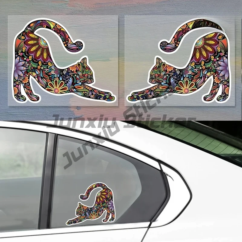 

Colorful Pattern Cat Personalized Art Stickers, Car Windows, Motorcycle Bumper Stickers, Waterproof Stickers
