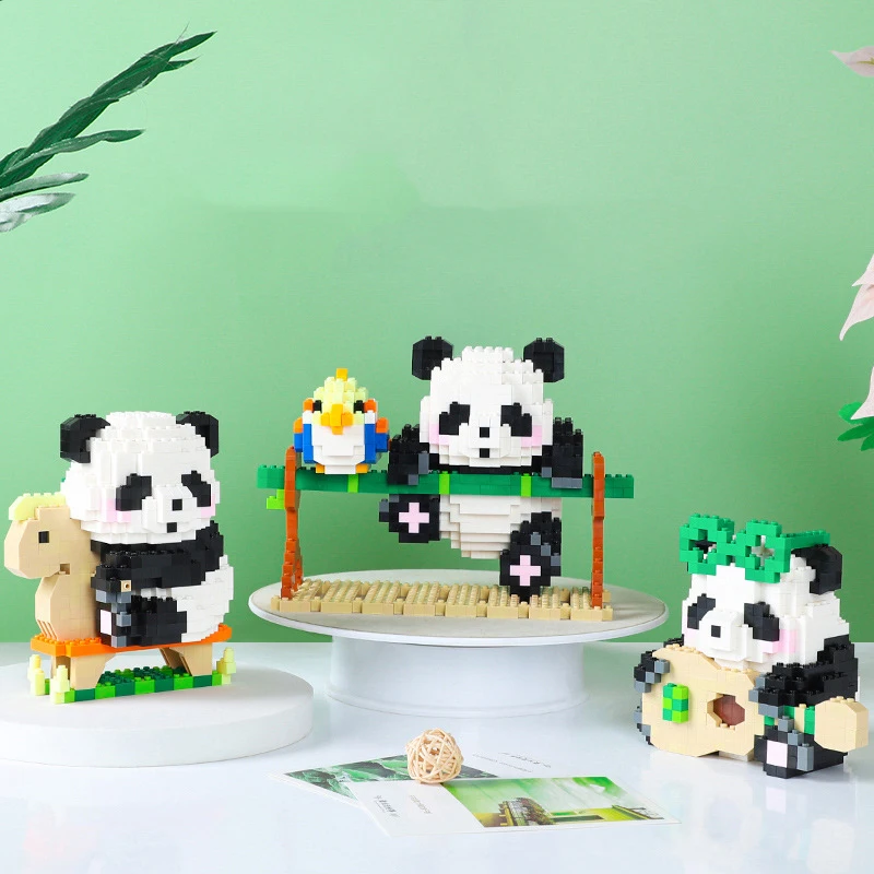 Kawaii Guitar Panda Bird Micro Building Blocks 3D DIY Animal Assembly Pixel Model Mini Plastics Brick Figure For Kid Toys Gift