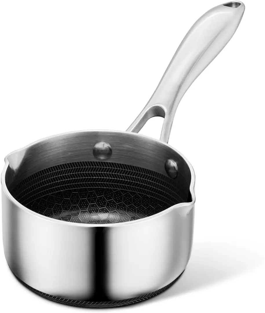 0.5QT Hybrid Nonstick Milk Pot Saucier Induction Compatible Stay-Cool Handles Dishwasher and Oven Safe up to 900°F All Cooktops Compatible