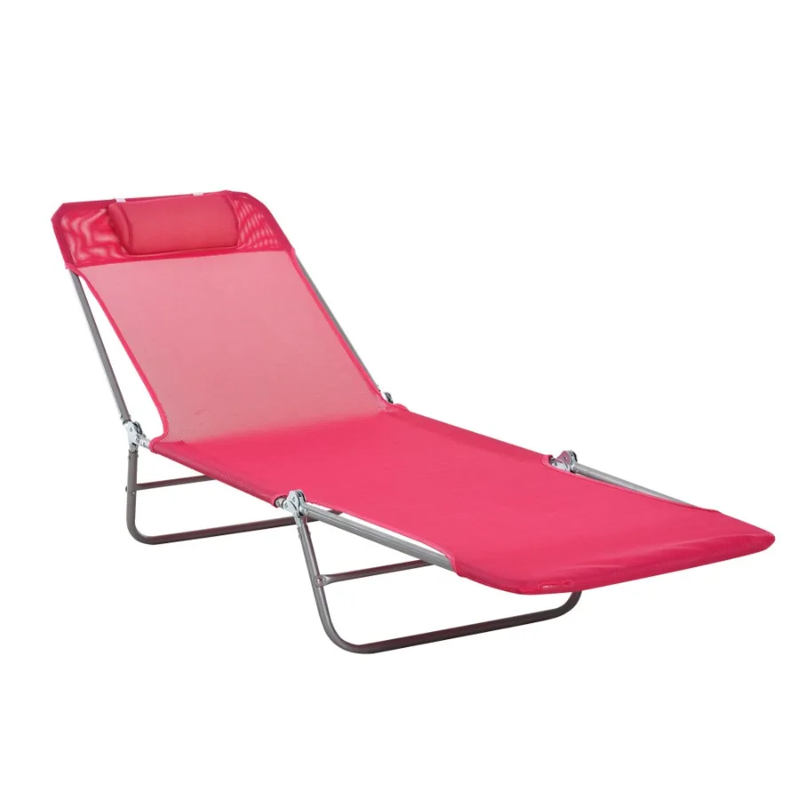 

Folding Chaise Lounge Chair Pool Sun Tanning Chair Outdoor Lounge Chair with Reclining Back Breathable Mesh Seat rest for Beac