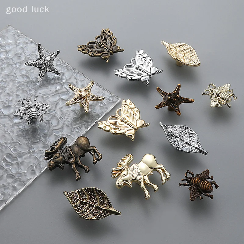 โมเดิร์น Minimalist Gold แมลงลิ้นชักตู้ครัว Silver Bee Handle Retro Bronze ดึงเฟอร์นิเจอร์ฮาร์ดแวร์
