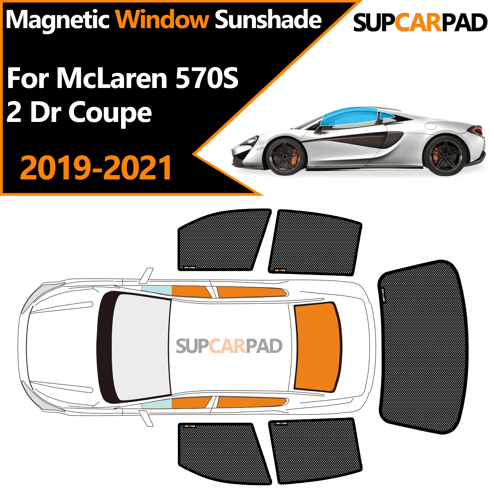 

Солнцезащитный козырек на окно автомобиля на заказ для McLaren 570S 2 Dr Coupe 2019-2021, магнитная занавеска, сетчатая передняя занавеска на лобовое стекло