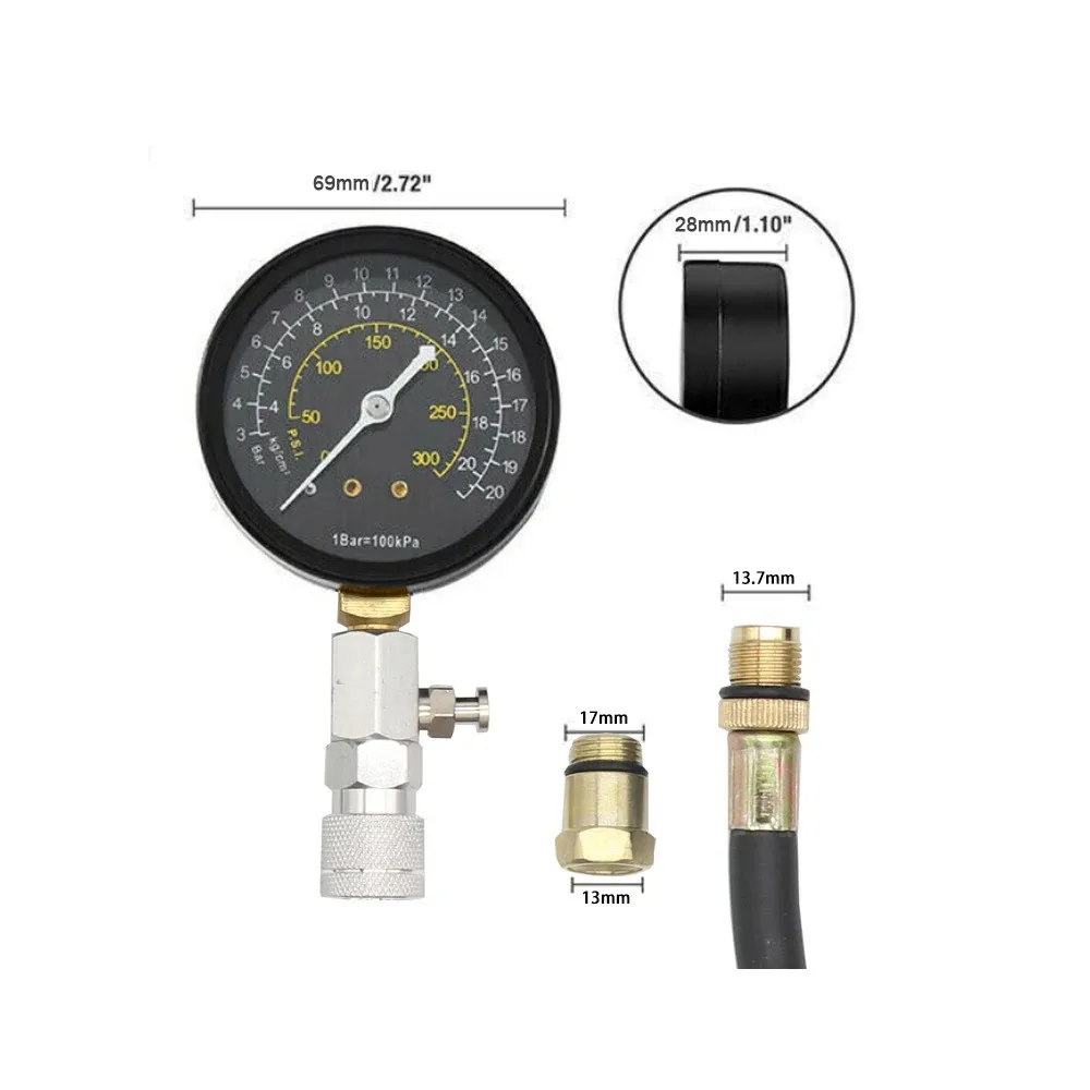 1set Automotive Repair Tool: Engine Cylinder Compression Test Pressure Gauge - Inspection and Testing Instrument