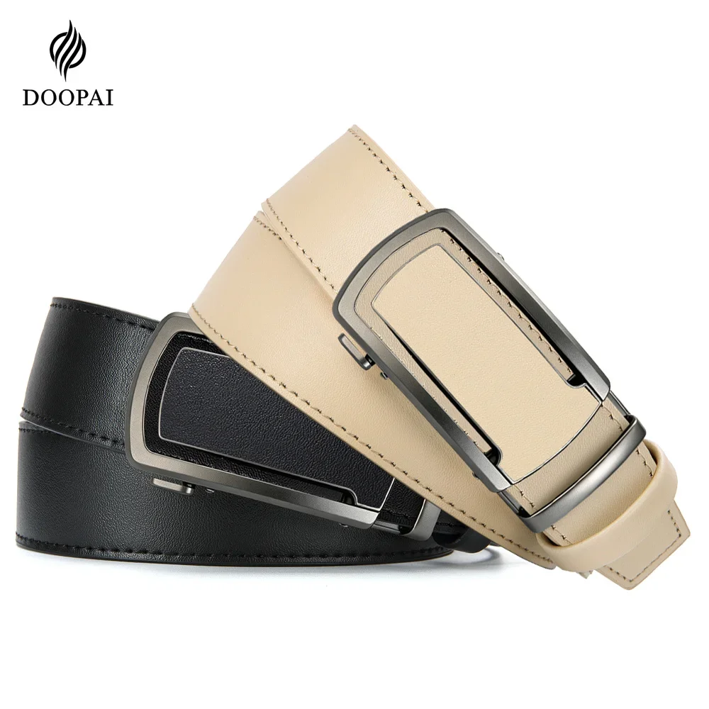 Automatic Buckle Belts for Men High Quality Brown/Black Genuine Leather Belts with Adjustable Ratchet Belt for Men