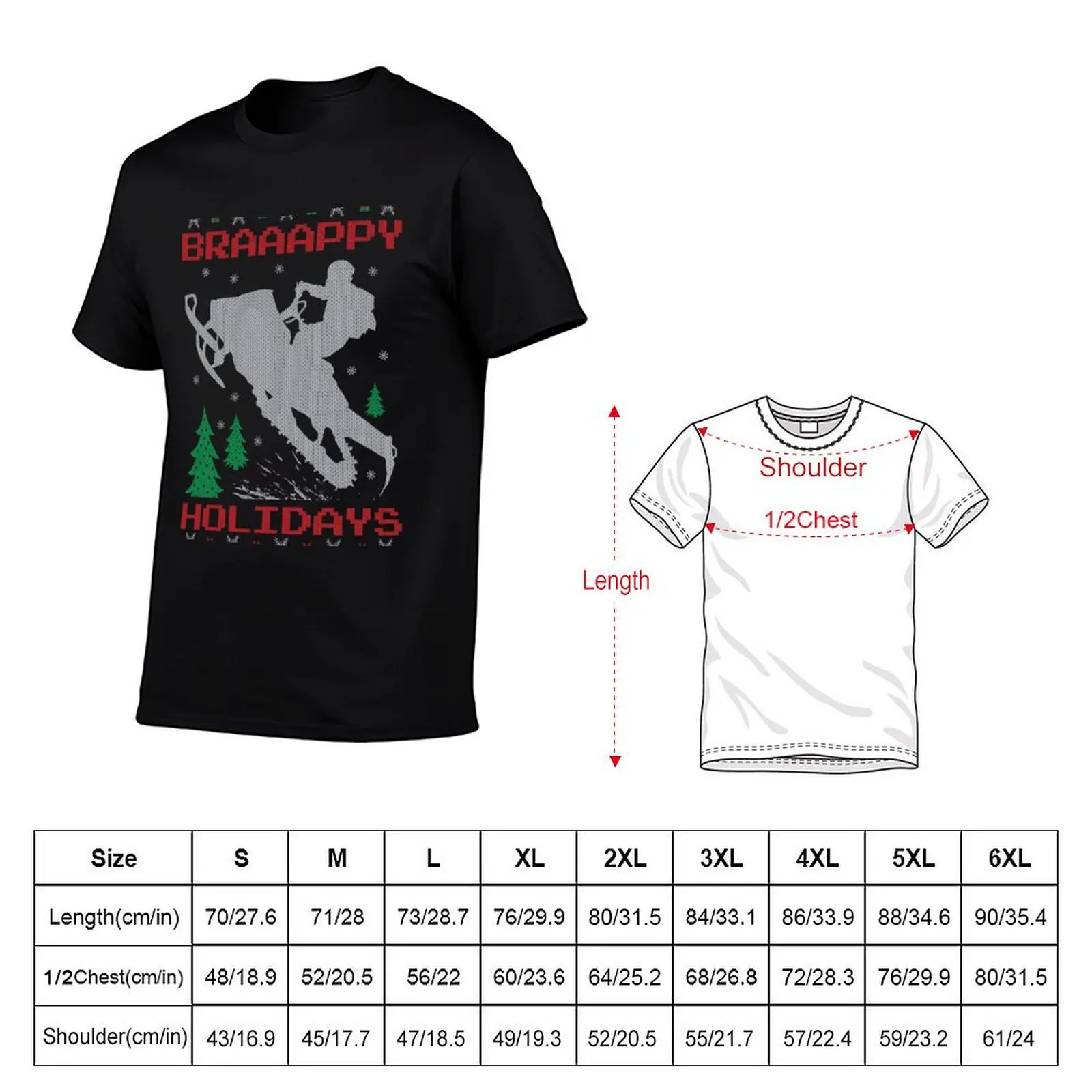 Snowmobile Ugly Christmas T-Shirt Work Comfort T-Shirt for Men