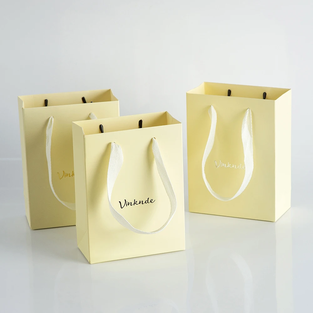 

12x6x16cm Beige Cardboard Paper Bags with Handles Custom Logo 100 Bulk Shopping Retail Business Goody Tote Bag Wedding Party Bag