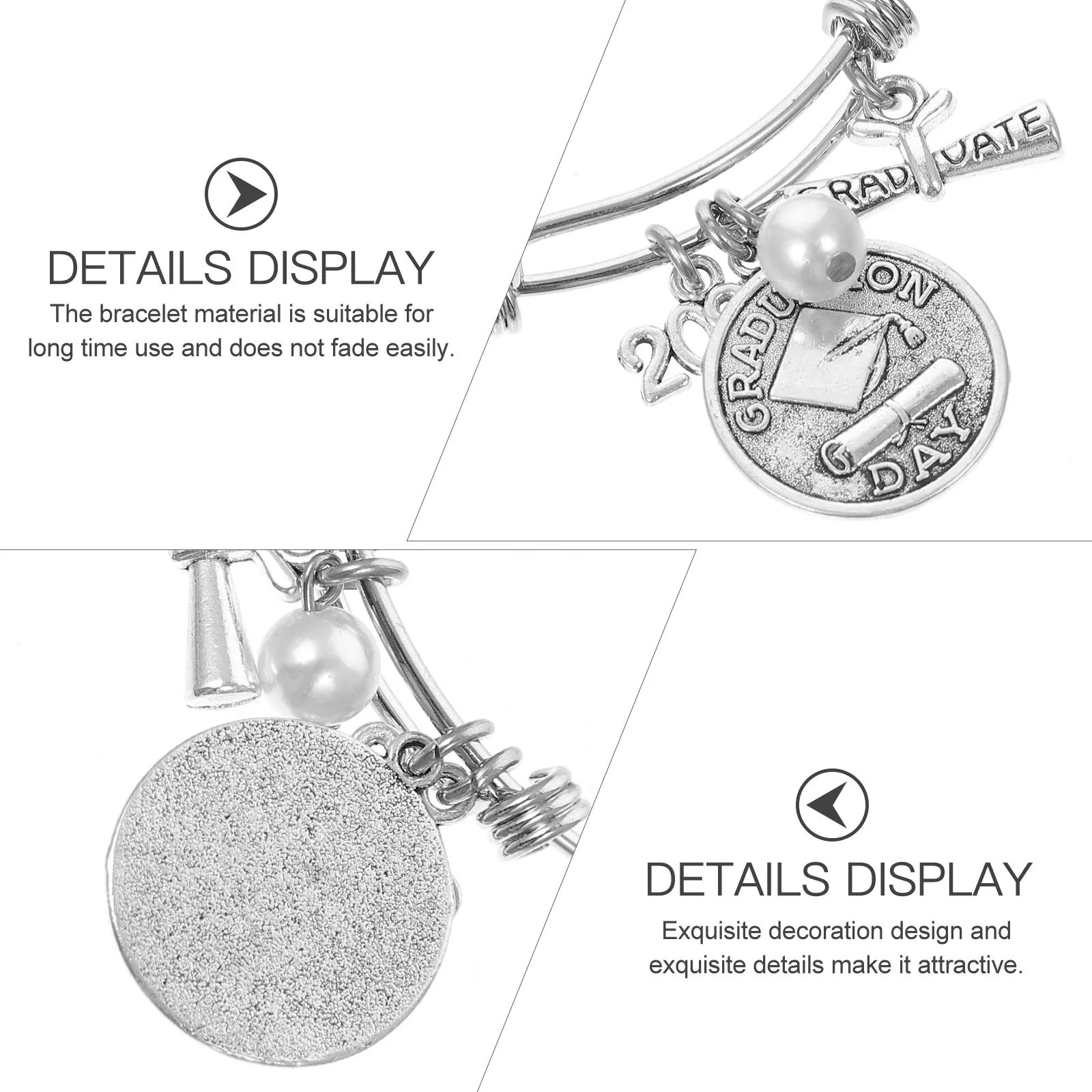 

Graduation Bracelet Adjustable Stainless Steel Durable Graduation Season Gift Jewelry Creative Design for Graduates