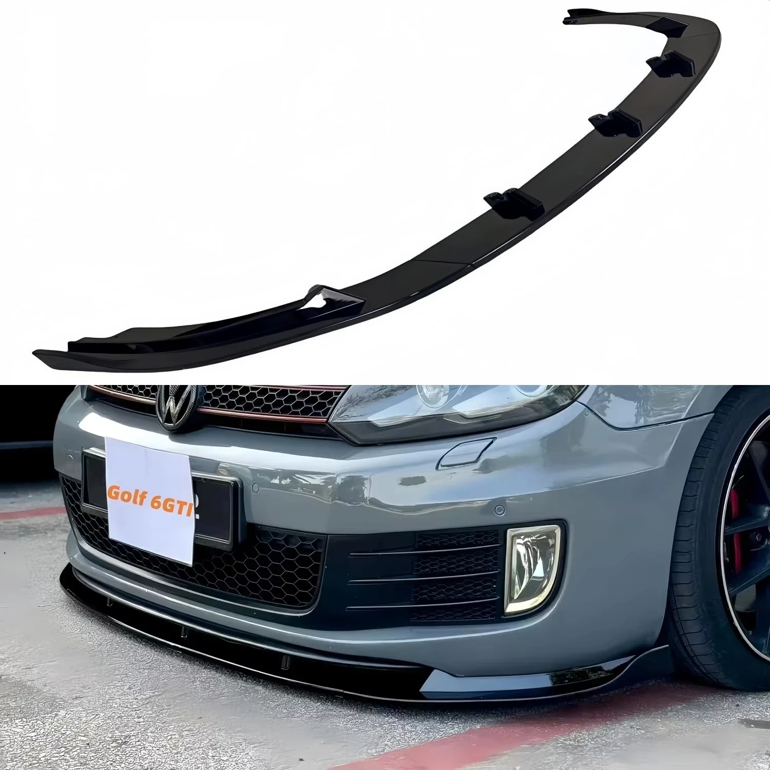 Maxton Style Gloss Black Car Front Bumper Lip Spoiler Splitter For VW Golf MK6 GTI GTD 2008-2012 Tuning Front Splitter Bodykits