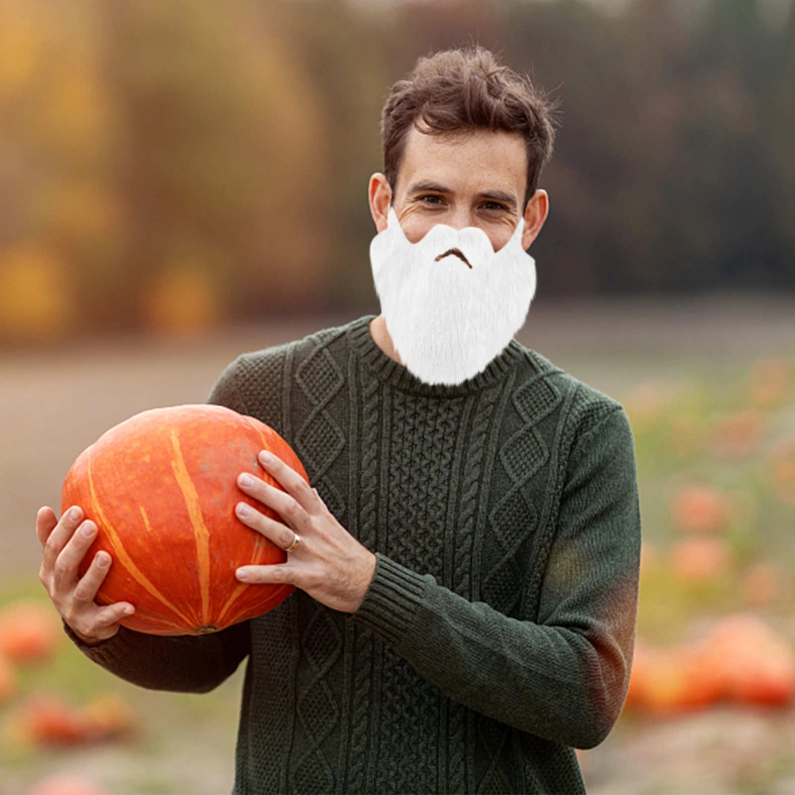 4 pezzi di barba finta puntelli barbe di Halloween baffi artificiali per il viso per costume uomo falso verde
