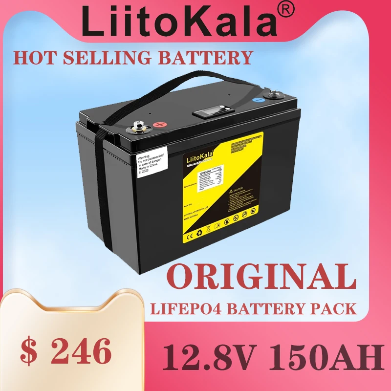 

LiitoKala 12.8v 150AH lifepo4 battery with 100A BMS 12V 150Ah battery for RV Xenon light Solar energy storage Inverter 14.6V20A