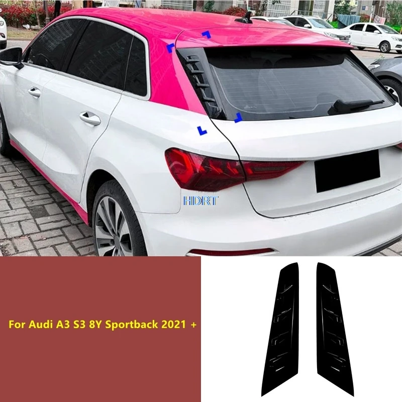 

Car Style Rear Trunk Window Side Spoiler Splitter Tail Wing Cover Canard Trim Accessories For Audi A3 S3 RS3 8Y Sportback 2021 +
