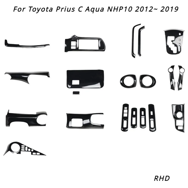 Для Toyota Prius C Aqua NHP10 2012 ~ 2019 автомобильные аксессуары внутренние молдинги из углеродного волокна стиль центральная консоль панель ABS