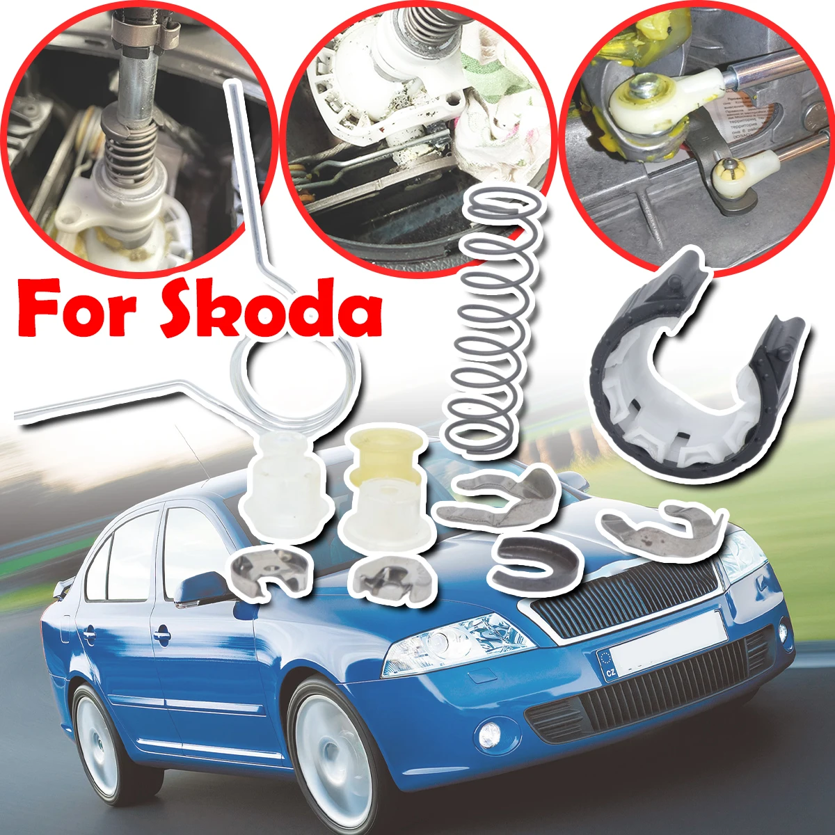 

For Skoda Fabia 6Y Octavia 1U 1Z Manual Shifter Bushing Kit Gearbox Lever Selector linkage End Clips Car Accessories 1997 2007