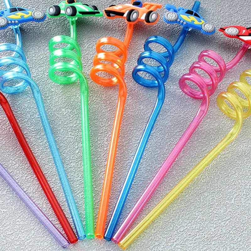 8-pack of car-themed straws, reusable, perfect as party favors, birthday party supplies, and wedding decorations