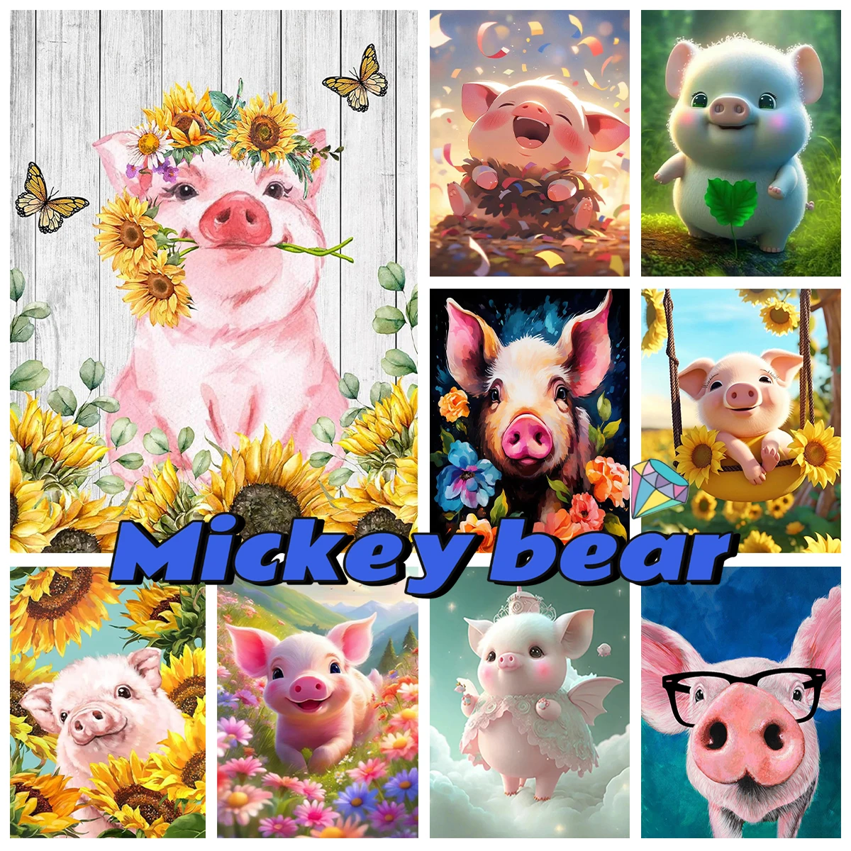 

Cartoon Piggy 5D AB Diamond Painting Children's Handmade Diy Diamond Embroidery Cross Stitch Interesting Gift Home Wall Decor