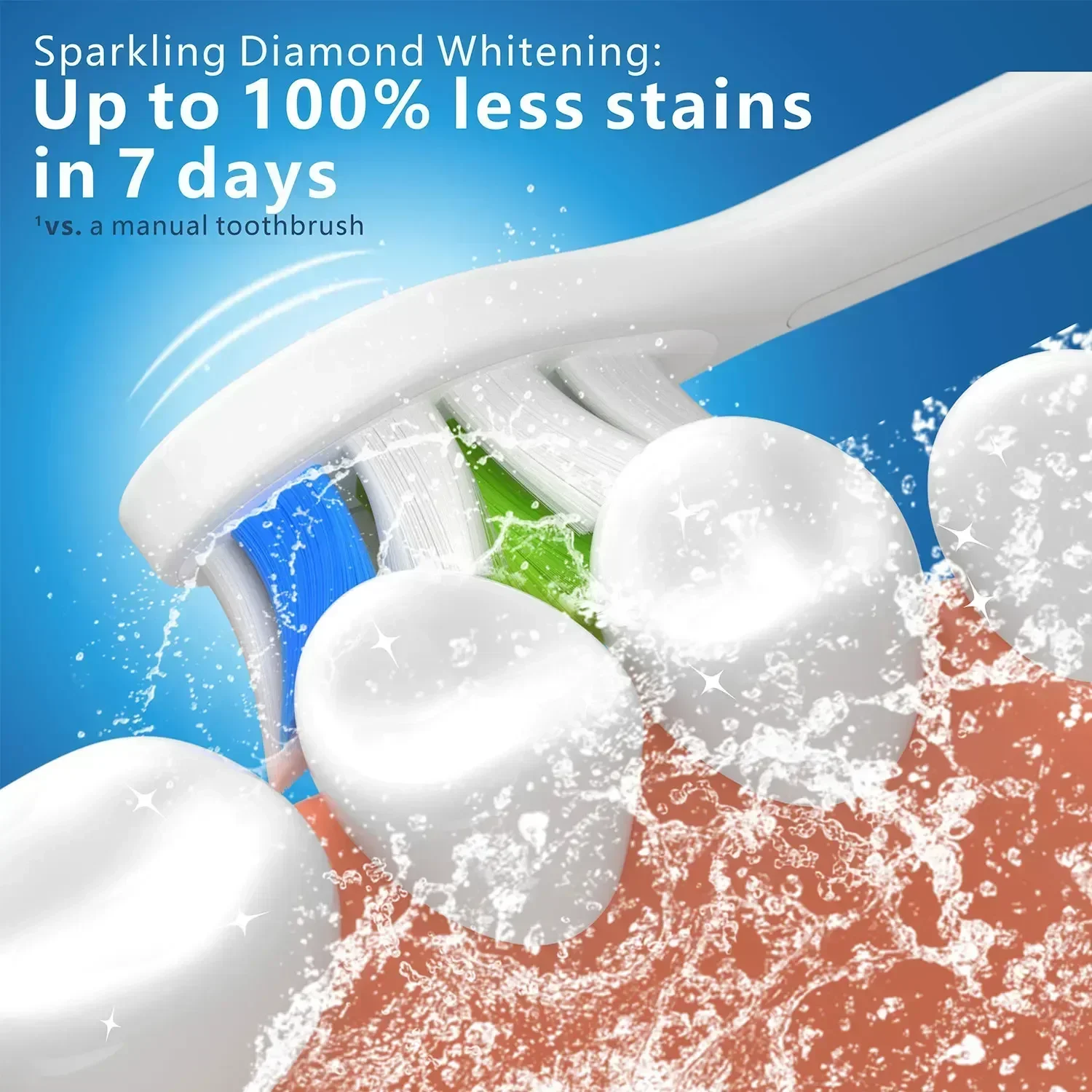 필립스 소닉케어 다이아몬드 클린 HX6063 용 교체 칫솔 헤드, 위생 캡 포함, 필립스 소닉케어 일렉트리용, 8 팩