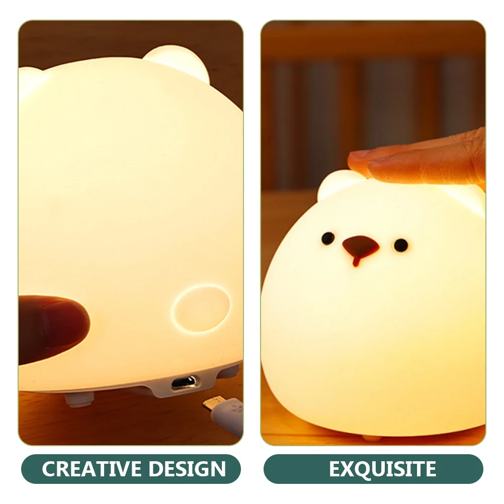 

1pc Cartoon Bear Shape Silicone Night Light Rechargeable Led Bedroom Lamp Portable Nursing Light For Gift
