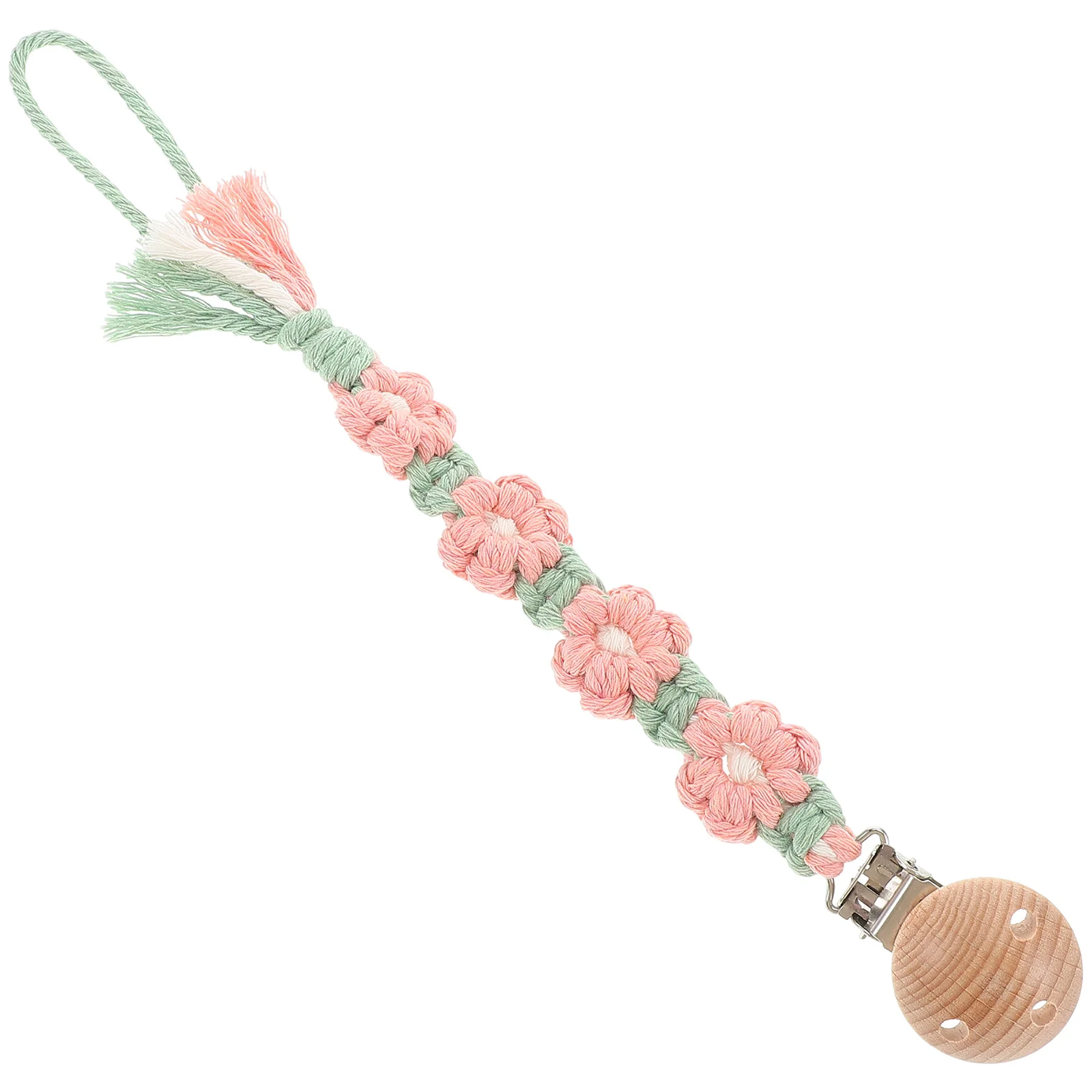 

Baby Pacifier Clip Holder Handmade Cotton Rope Flower Design Boho Style Anti-Loss Chain For Newborns Infants Pacifier Clips Baby