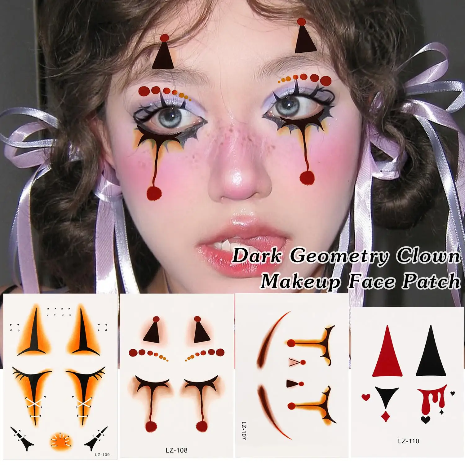 Makeup Joker Face Tattoo Sticker Art Realistic Circus Clown Temporary Tattoo DIY Long Lasting  Halloween Cosplay Tattoo Sticker