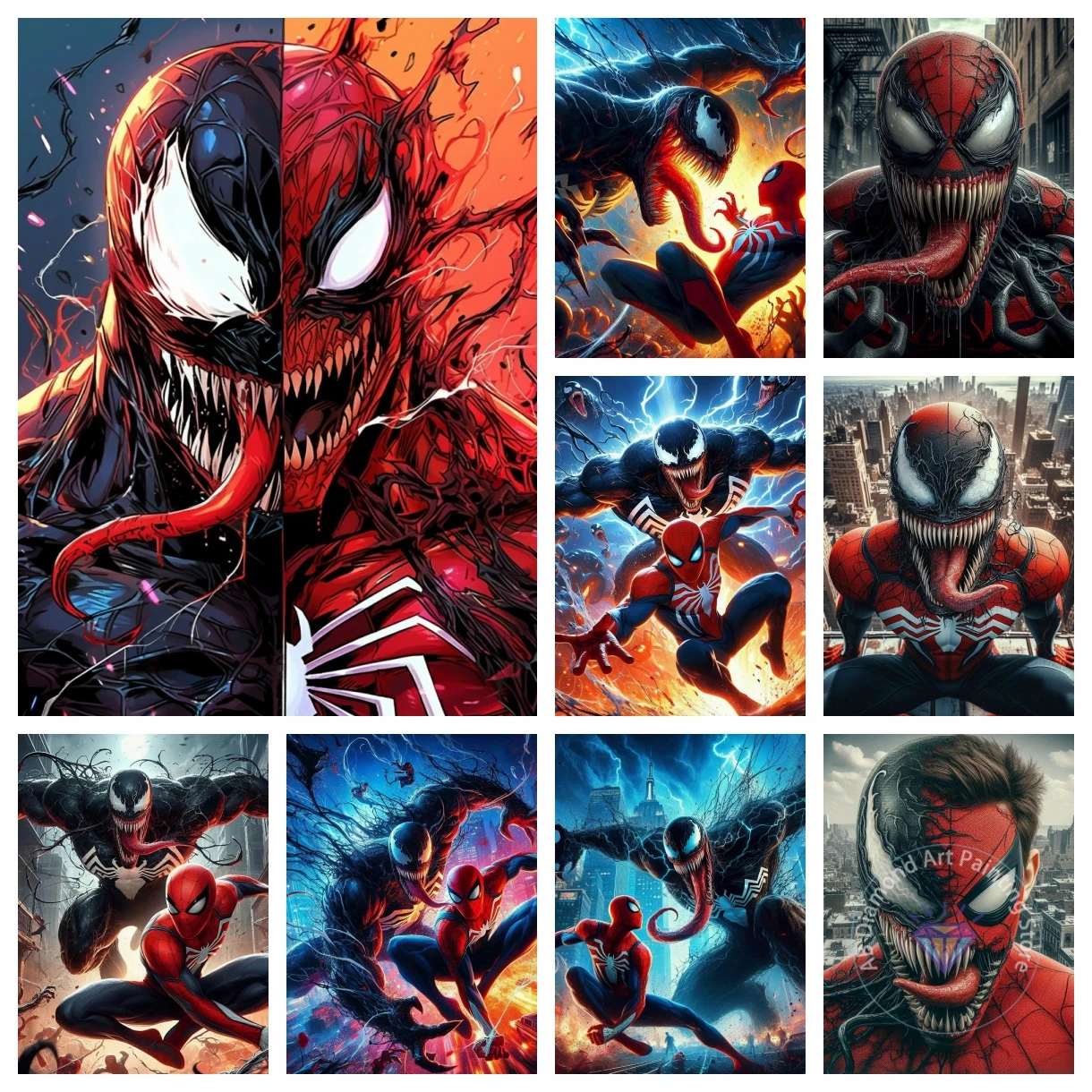 

Marvel 5D DIY AB Diamond Painting Spiderman and Venom Diamond Embroidery Wall Painting Art Home Decoration Gift