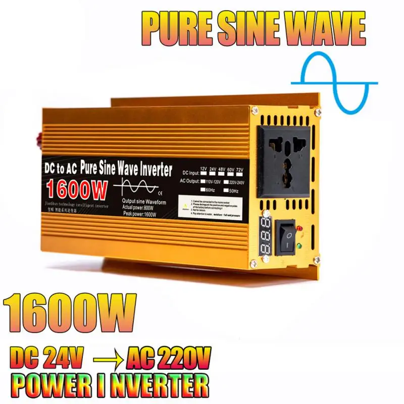 

Inverter 12v 220v Pure Sine Wave 1600W-3000W Transformer Convert Multi-function Socket Converter Car inverter