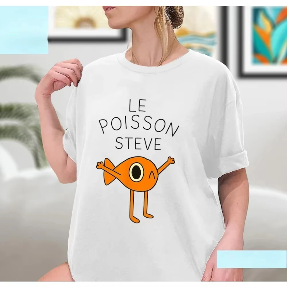 

Рубашка Cute Fish Meme Steve Le Poisson Забавная летняя хлопковая футболка унисекс с графическим рисунком Оранжевая повседневная футболка с короткими рукавами для женщин и мужчин