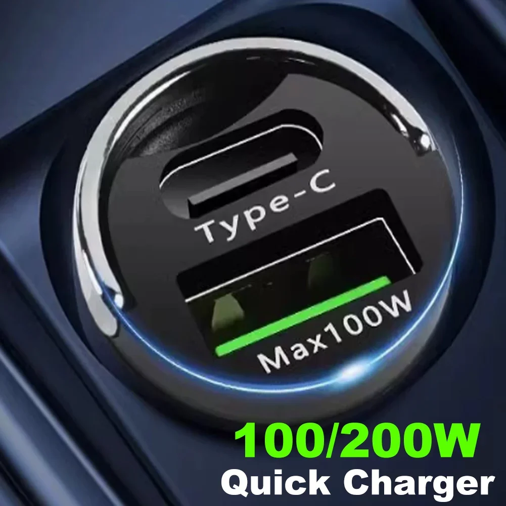 100 واط USB شاحن سيارة صغير شحن سريع منافذ مزدوجة شاحن الهاتف نوع C QC3.0 PD شواحن السيارات آيفون شاومي هواوي سامسونج