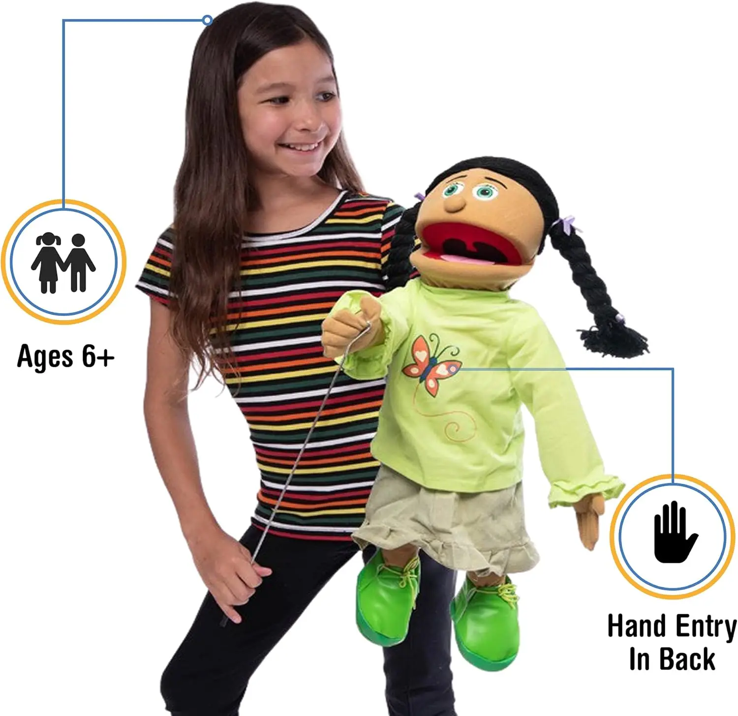 25" Jasmine, Hispanic Girl, Full Body, Ventriloquist Style Puppet