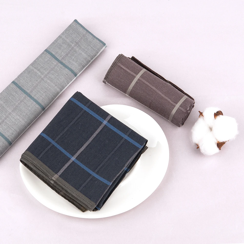 Men's Check Pocket Handkerchief, 3-Piece Pocket Handkerchief Thin feel 16.9in/43cm