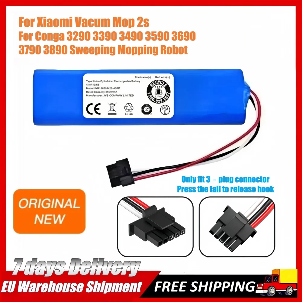 Original akku Für Conga 3290 3390 3490 3590 3690 3790 3890 Fegt Wischen Roboter 14,8 V 3500 mah Staubsauger