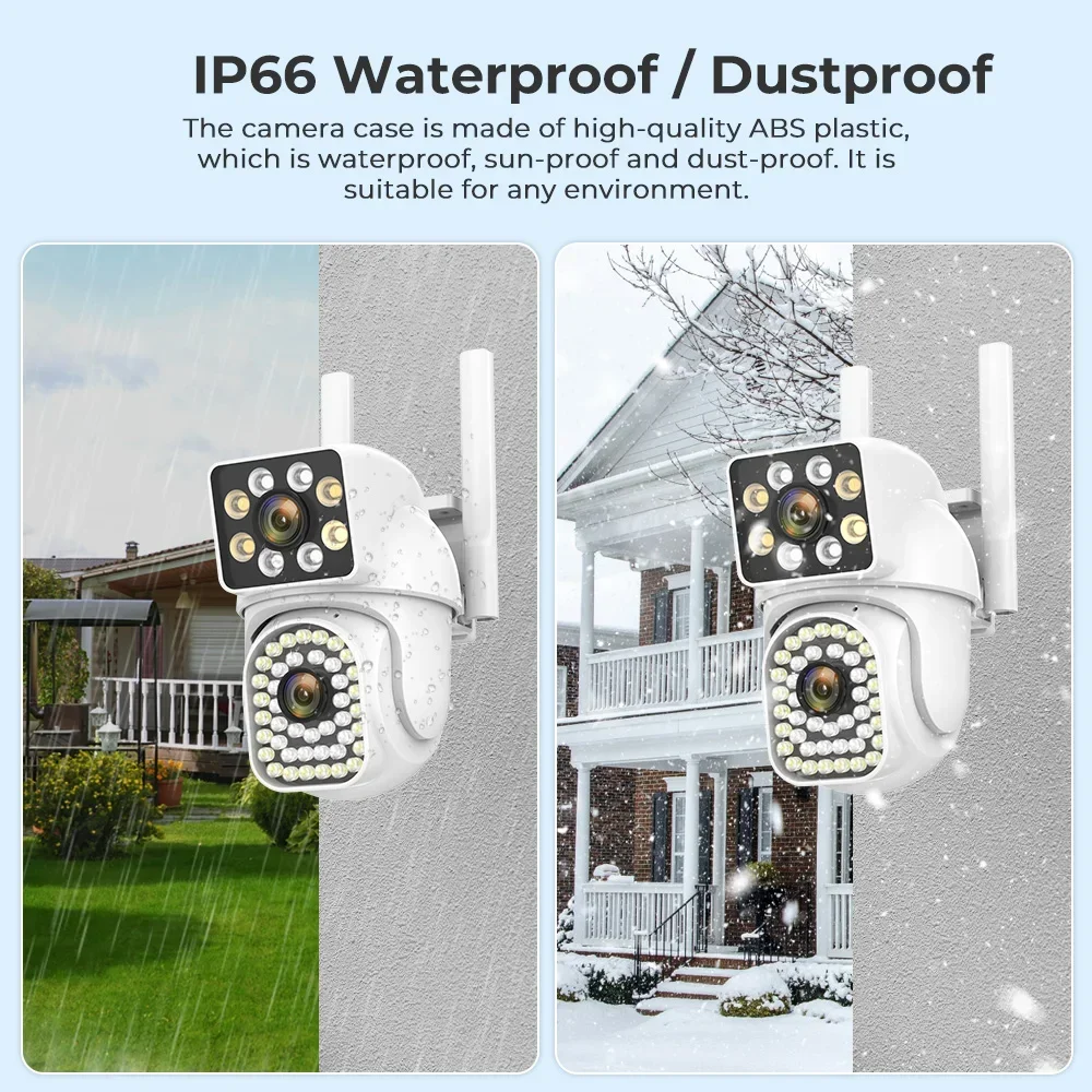 8MP 4K PTZ Wifi Camera Dual Lens  Dual Screen with Ai Human Detect Auto Tracking Wireless Outdoor Security Surveillance CCTV Cam
