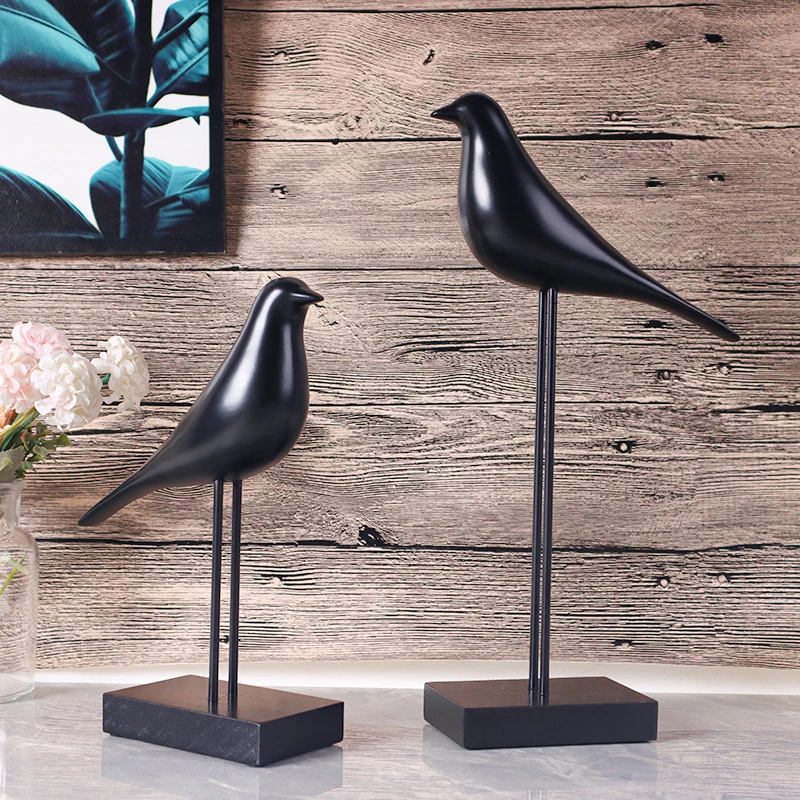 Nordic-Style Bird Sculpture Resin Figurine Bedroom, Living Room, Study, Entryway, Console Table Decorative Ornament