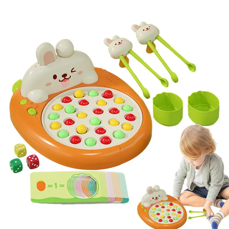 Bead Board Toys Chopstick Learning Rabbit Toy Fun Board Game Chopstick Training Game Eco-Friendly Rainbow Bead Montessori Toy