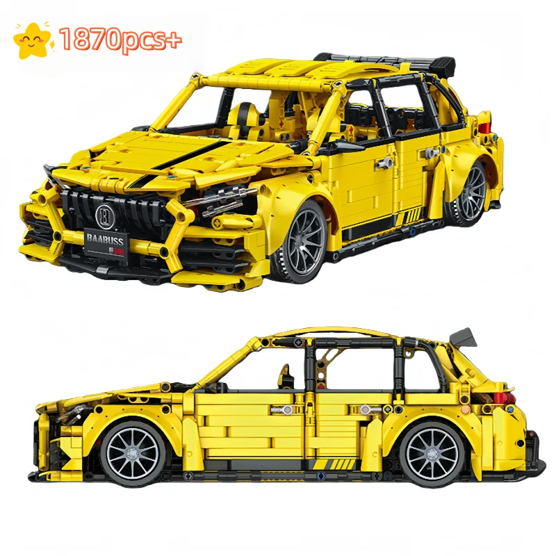 

2026 Technical Creative Yellow Speed Racing Building Blocks Sports Car Model DIY tabletop decorations birthday gifts For Kids