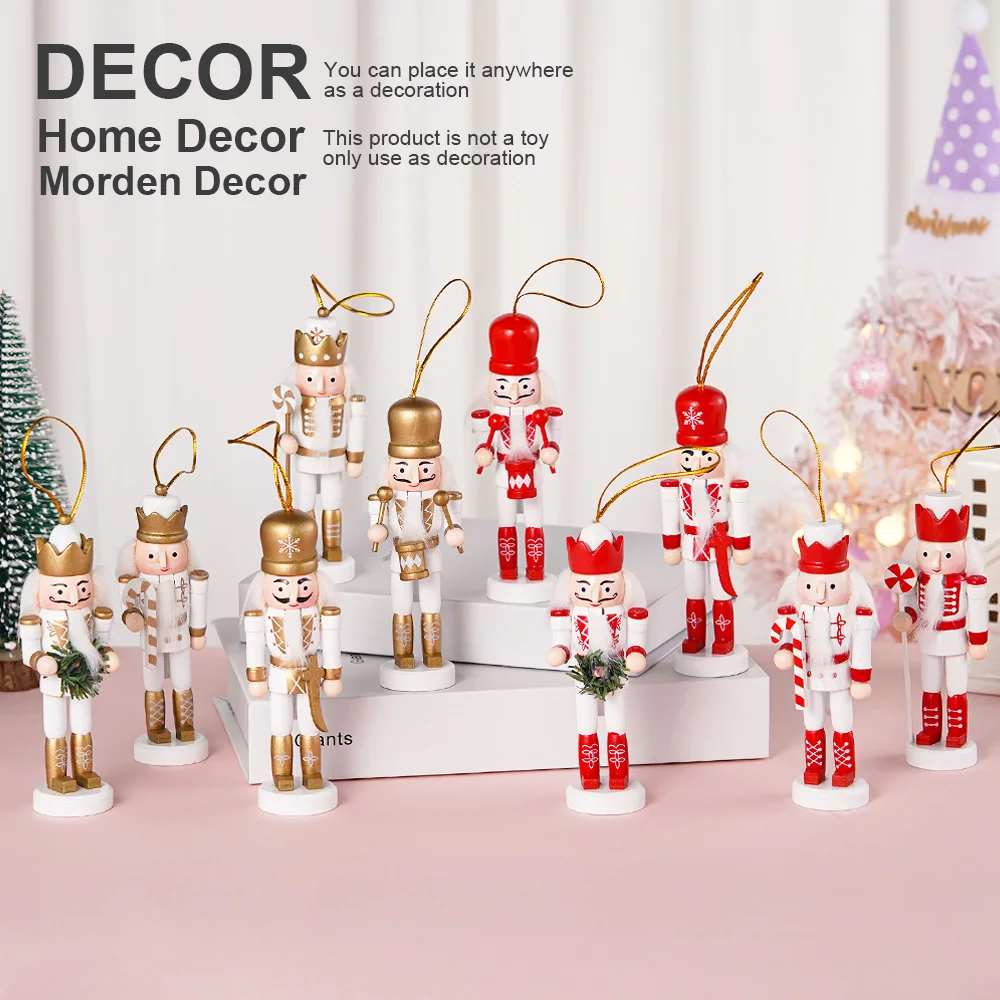 

Классическая кукла Щелкунчик 12 см - рождественские украшения ручной работы для елочной каминки, праздничный домашний декор, подарок, красное золото, настольные украшения