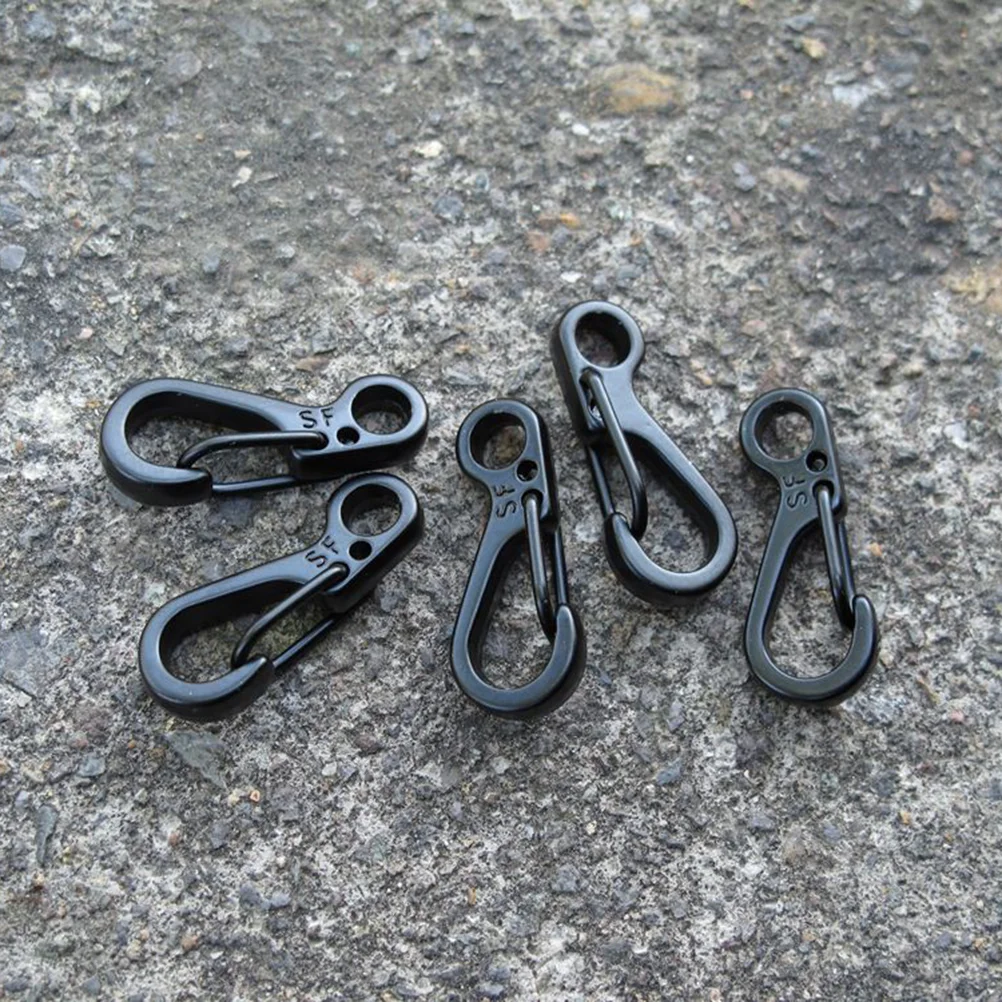 10 Pcs Stroller Wagon Mini Carabiner Clip Keychain Lock Hook with Backpack Black