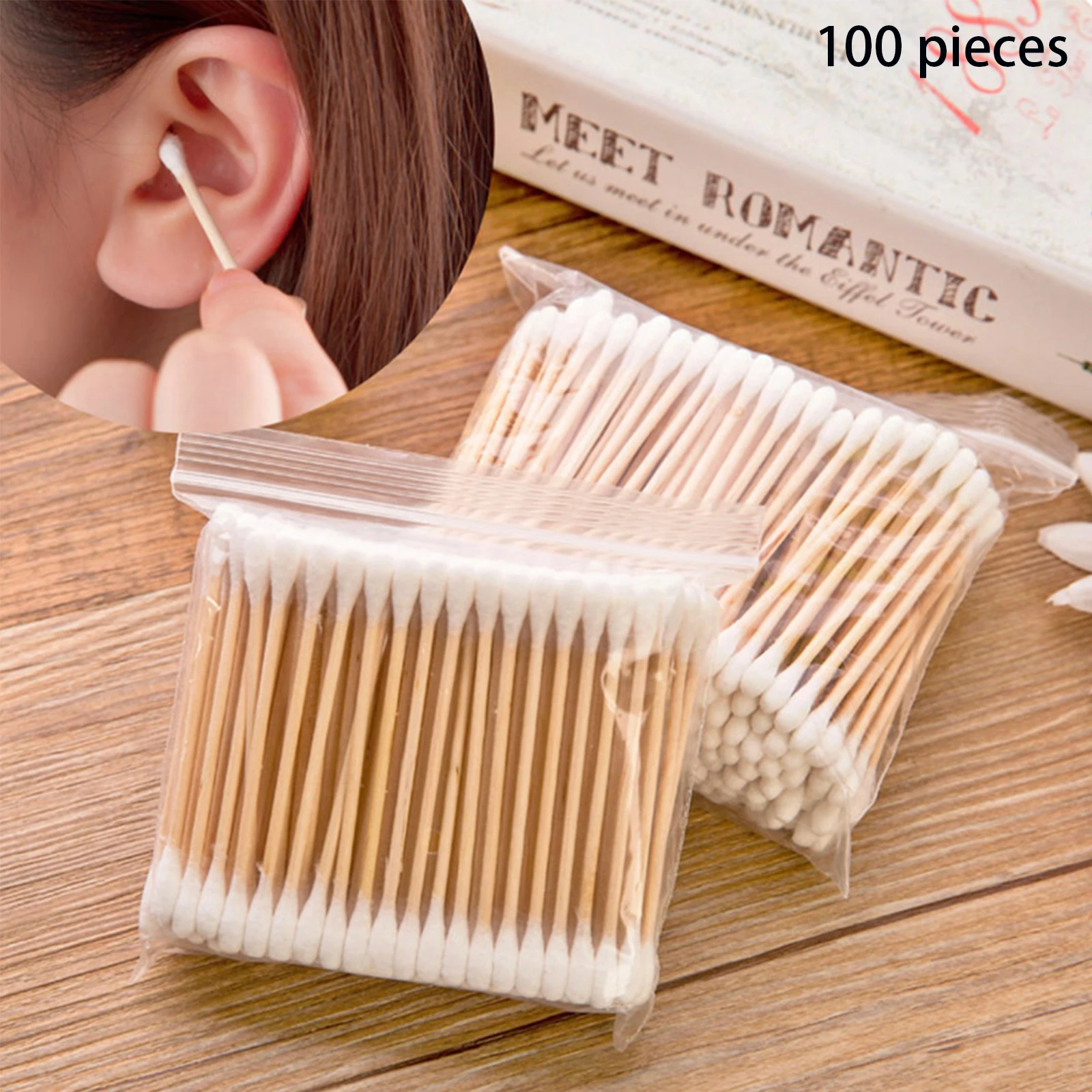 مسحات قطنية عالية الجودة برأسين، ناعمة، غير تساقط، صحية، مناسبة لنظافة الأذن، المكياج، إزالة المكياج، التنظيف #1