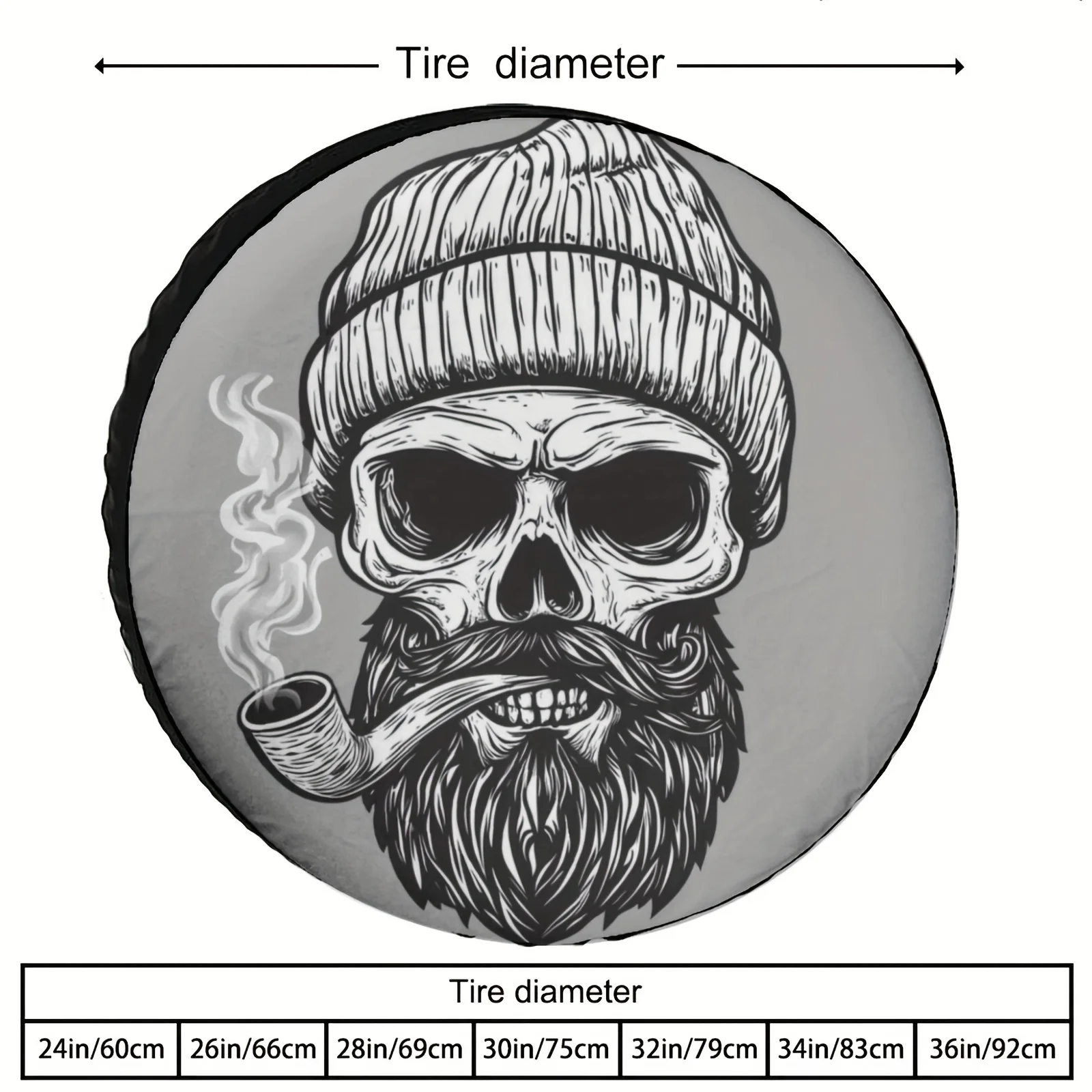 Skull Smoking Pipe Beanie Graphic Spare Tire Cover Waterproof Polyester For Jeep SUV - view 3