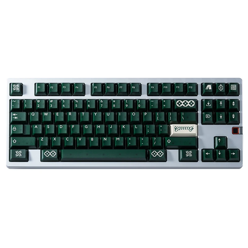 PBTfans Emma tema Keycap 161Key ABS kustom tutup Keyboard hijau tembus cahaya topi kunci game profil ceri untuk Keyboard mekanis