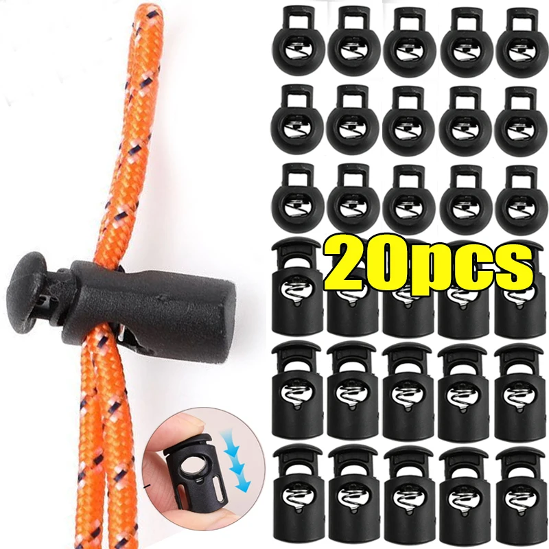 10/20Pc Cord Lock Plastic Stopper Cord Ends Toggles Clip Buckle Button Black Spring Toggle Stopper DIY Bag Clothing Accessories