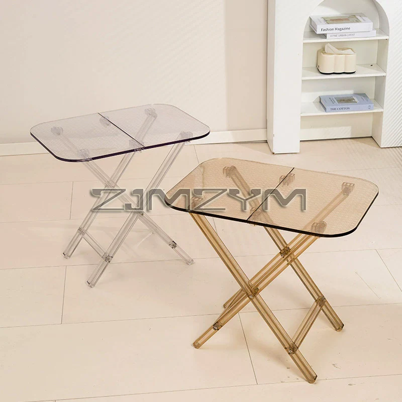 Nordic Creative Small Coffee Table Grid Acrylic Folding Table Transparent Small Household Corner Table